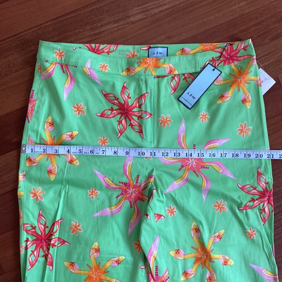 ITW by Claude Brown Colorful Green & Pink Women’s Capris - Size 16 - Picture 6 of 14